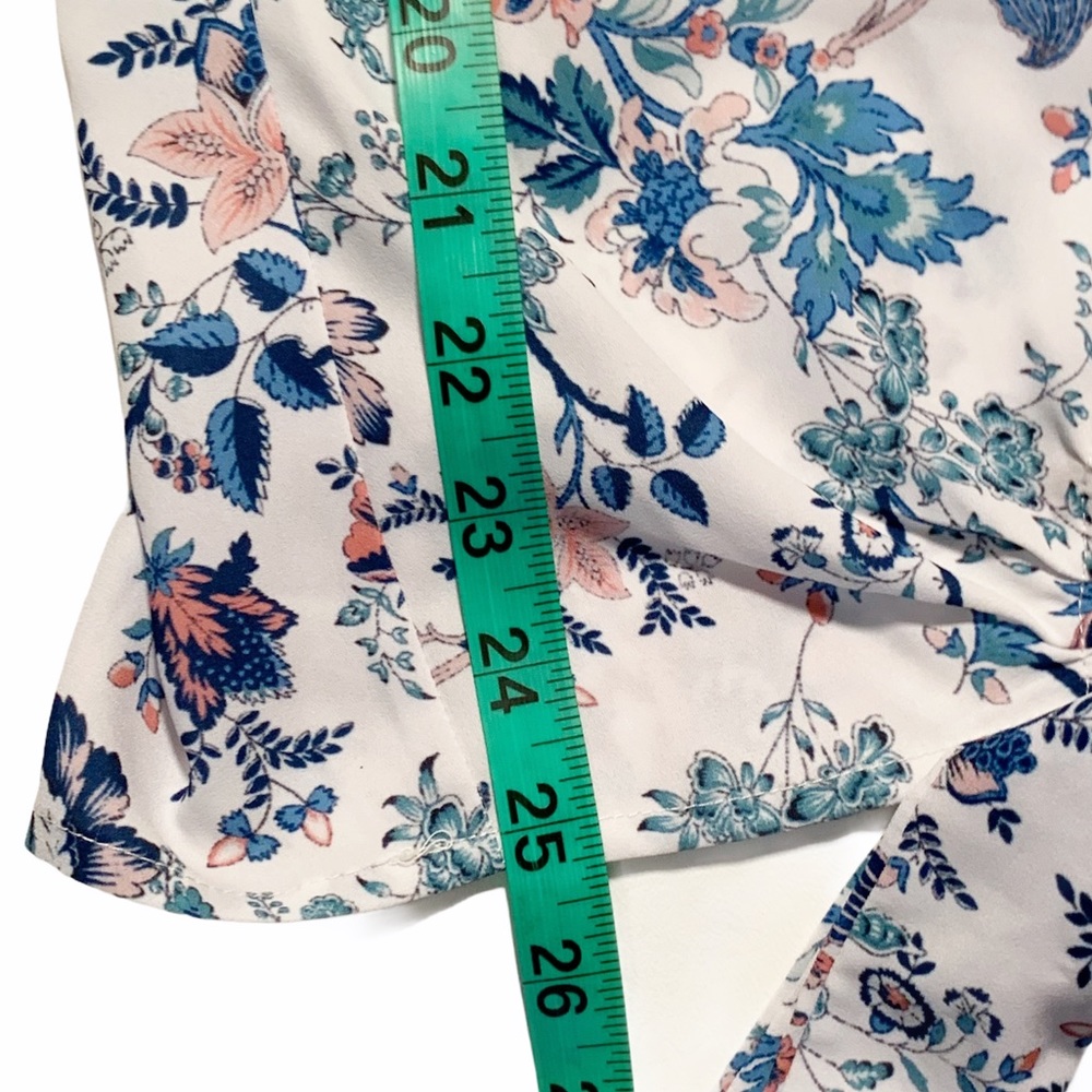 One World White Floral Tie Front Peasant Shirt NEW - Picture 4 of 9